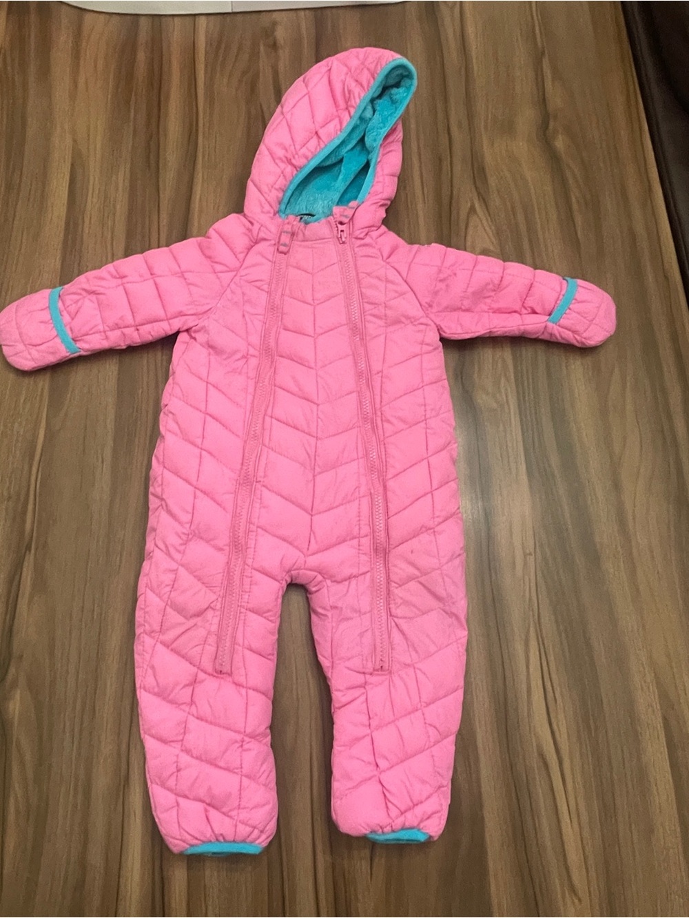 Snozu Baby Infant Hooded Faux Fur Winter Snow Suit Blue Pink 9-12 Months